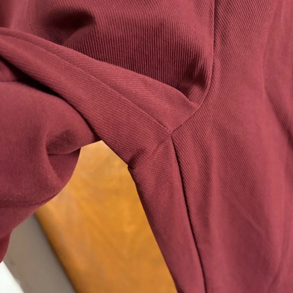 Free People Real Deal High Rise Slit Flare Pants Burgundy 70s Hippie Disco Boho